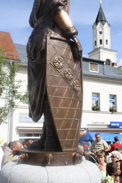 Brunnen Stadtgrnder Elsterberg, Bronze/Granit, 7 Wasserdsen, 2009
