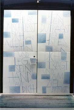 Bibeltext (180 x 300 cm), Autor Prof. Bhm / Emailliert durch Peter Luban - Emailknstler. Ausfhrung im Emaillierwerk Beutha/Erzg.
